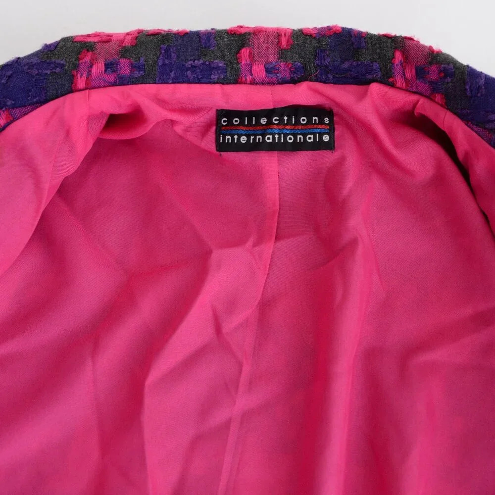 Vintage Collections Purple Pink 25% Wool Cross Plaid Houndstooth Blazer 12 - Picture 14 of 14